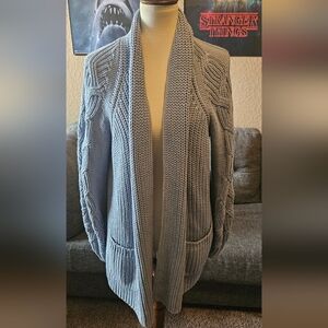 Haven Well Within Light Blye Cotton Cardigan Sweater Size Large